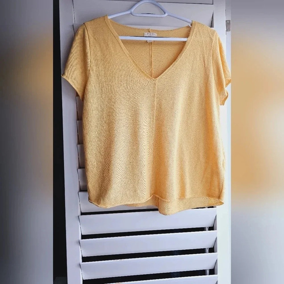 PST  Los Angeles V neck Tees Short Sleeve Shirt Top Yellow size L - Picture 1 of 7